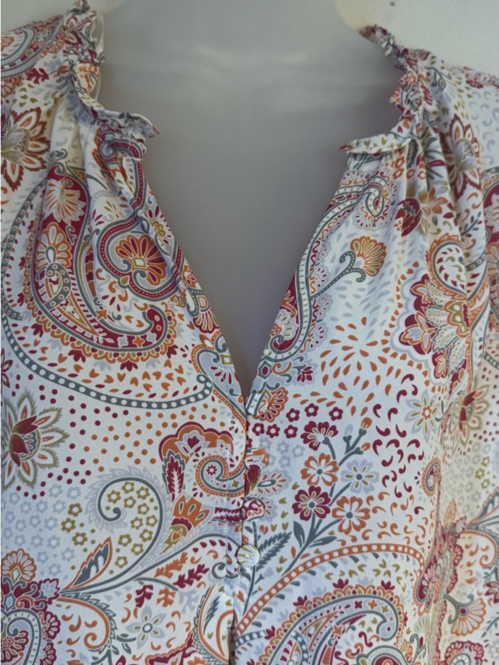 GORGEOUS Cynthia Rowley Multicolor Paisley Ruffle Sleeve Blouse PLUS: 3X     #H - Picture 2 of 6